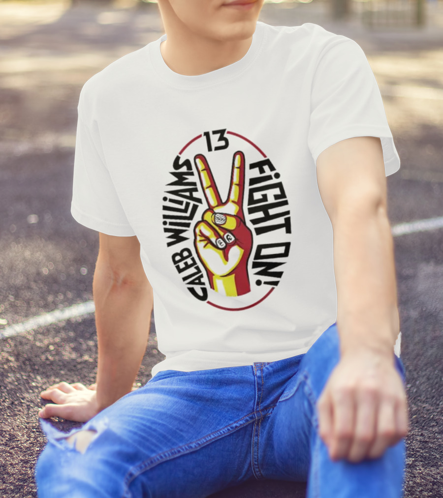Caleb Williams 13 Fight On USC Trojans Peace Sign T-Shirt