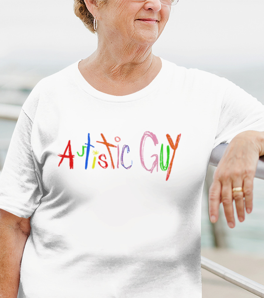 Autistic Guy Multicolored Handwritten Text T-Shirt