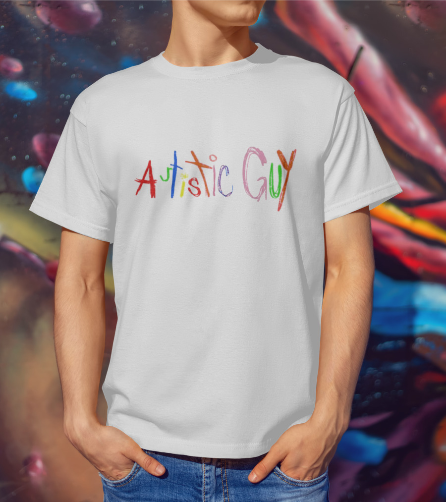 Autistic Guy Multicolored Handwritten Text T-Shirt