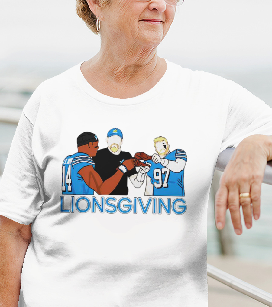 Detroit Lions Thanksgiving Lionsgiving Celebration With 14 And 97 T-Shirt