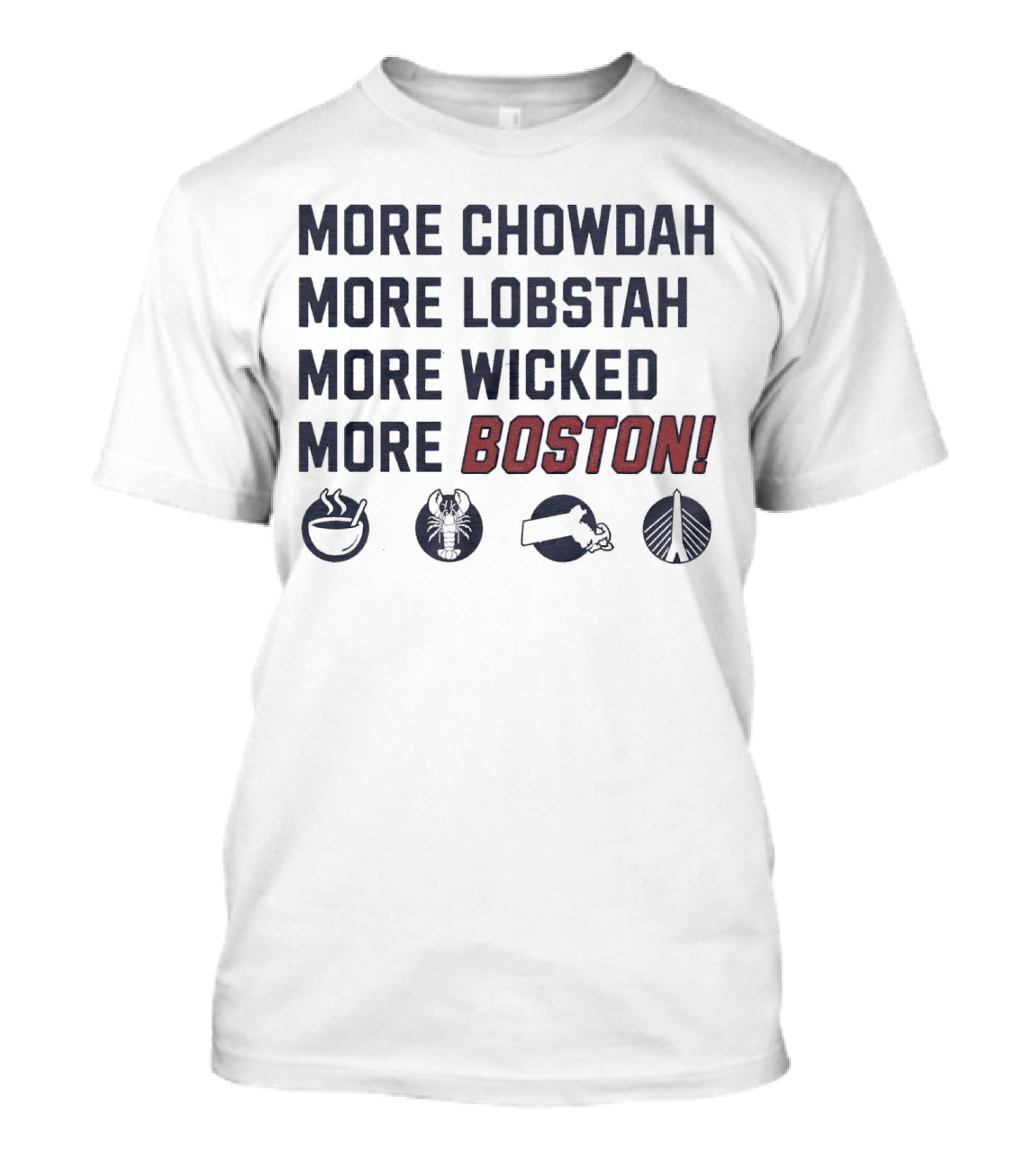 More Chowdah More Lobstah More Wicked More Boston Icons Bowl Lobster Hat Bridge T-Shirt