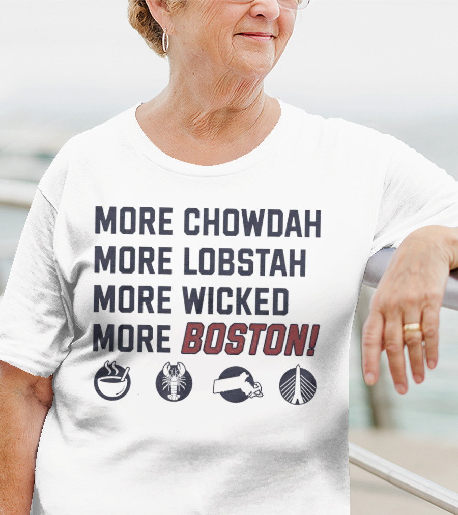 More Chowdah More Lobstah More Wicked More Boston Icons Bowl Lobster Hat Bridge T-Shirt