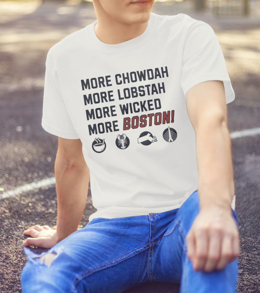 More Chowdah More Lobstah More Wicked More Boston Icons Bowl Lobster Hat Bridge T-Shirt