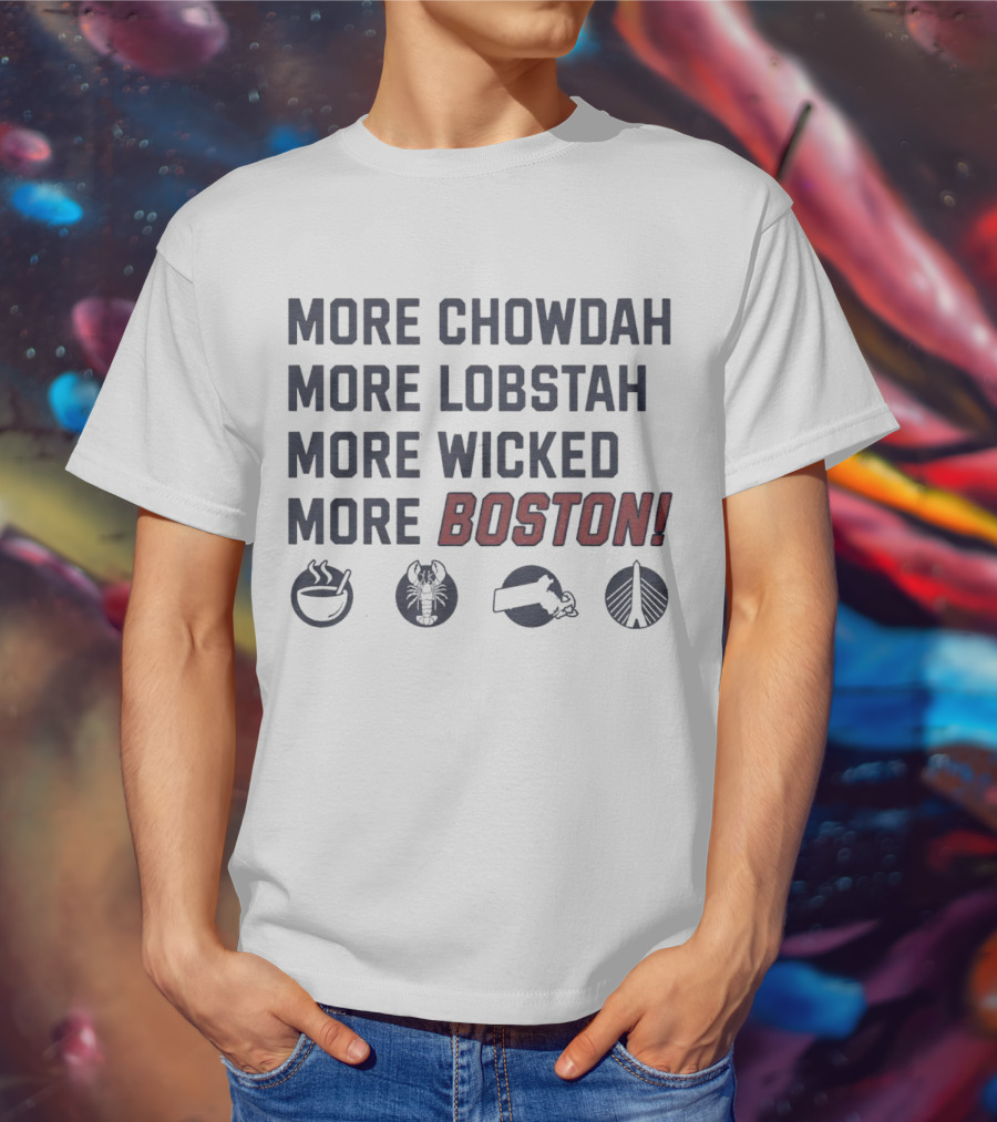 More Chowdah More Lobstah More Wicked More Boston Icons Bowl Lobster Hat Bridge T-Shirt