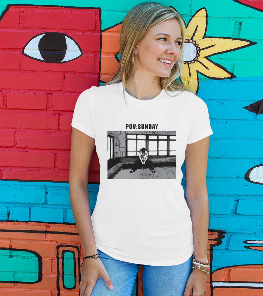 POV Sunday Manga Style Sit Alone Scene T-Shirt