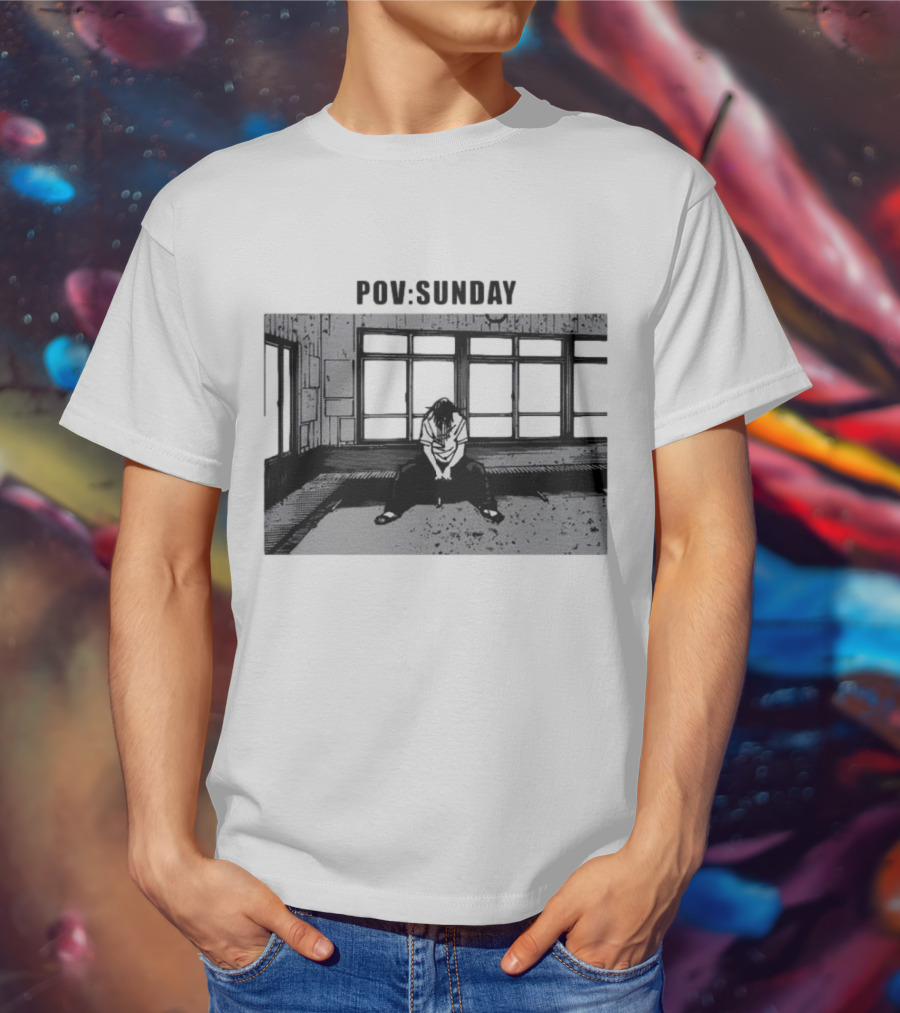 POV Sunday Manga Style Sit Alone Scene T-Shirt