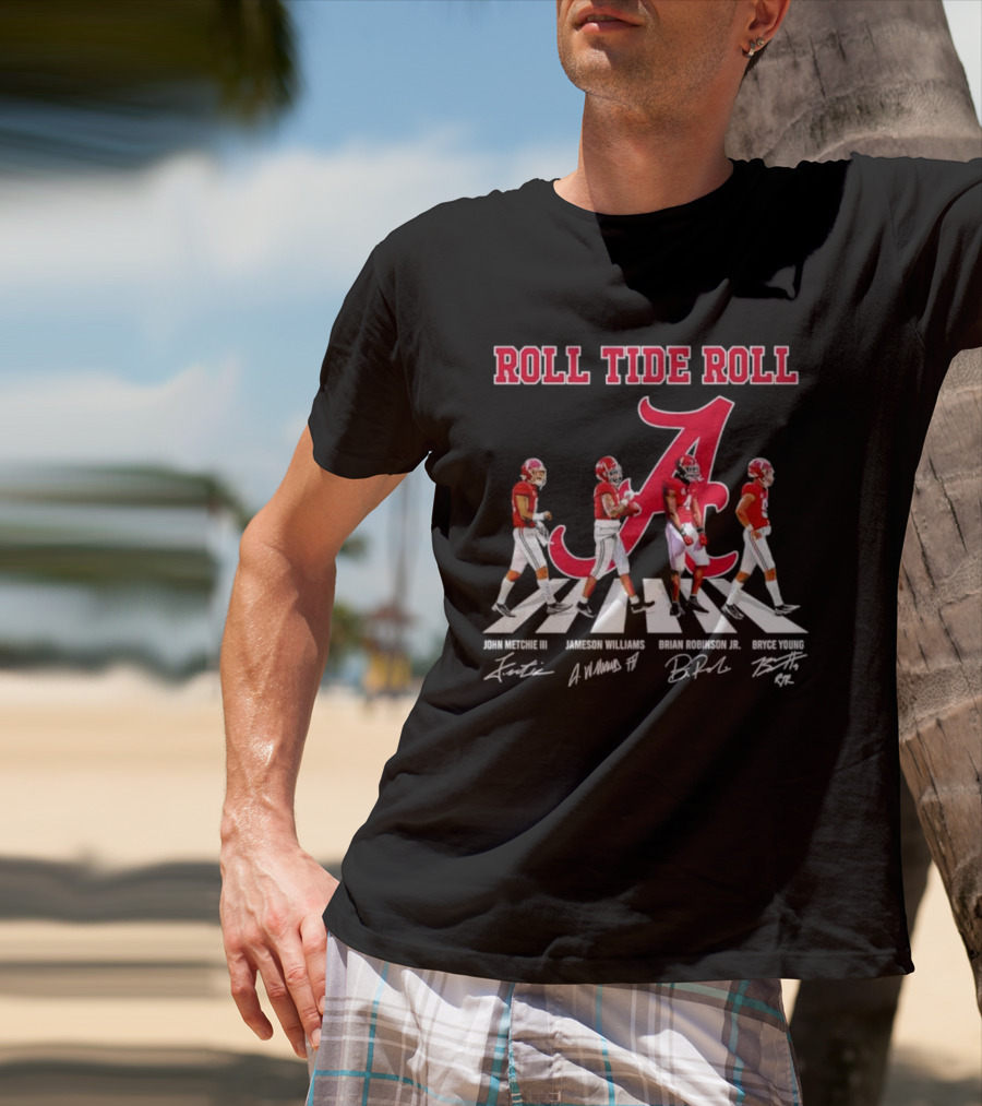 Roll Tide Roll Abbey Road John Metchie III Jameson Williams Brian Robinson Jr Bryce Young Signatures T-Shirt