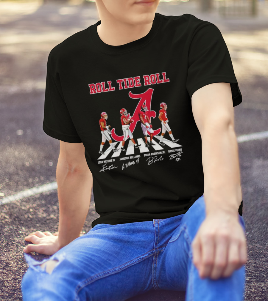 Roll Tide Roll Abbey Road John Metchie III Jameson Williams Brian Robinson Jr Bryce Young Signatures T-Shirt