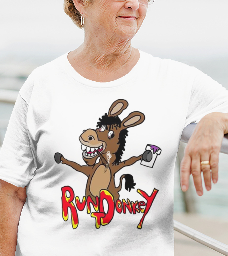 Runt Donkey Parody With Cartoon Donkey Holding Bell And Rockstar T-Shirt