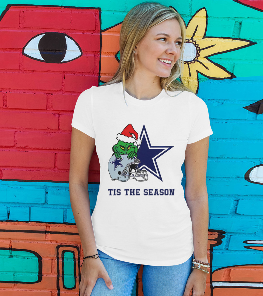 Santa Grinch Dallas Cowboys Tis The Season Christmas T-Shirt
