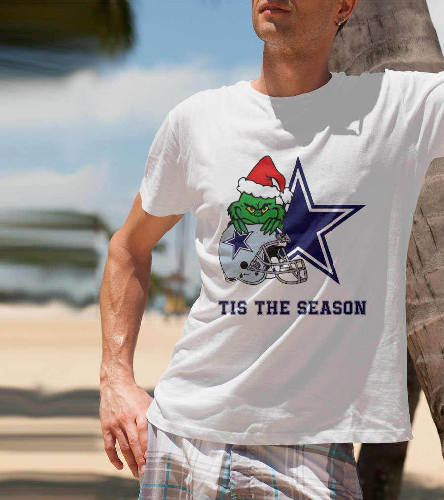 Santa Grinch Dallas Cowboys Tis The Season Christmas T-Shirt