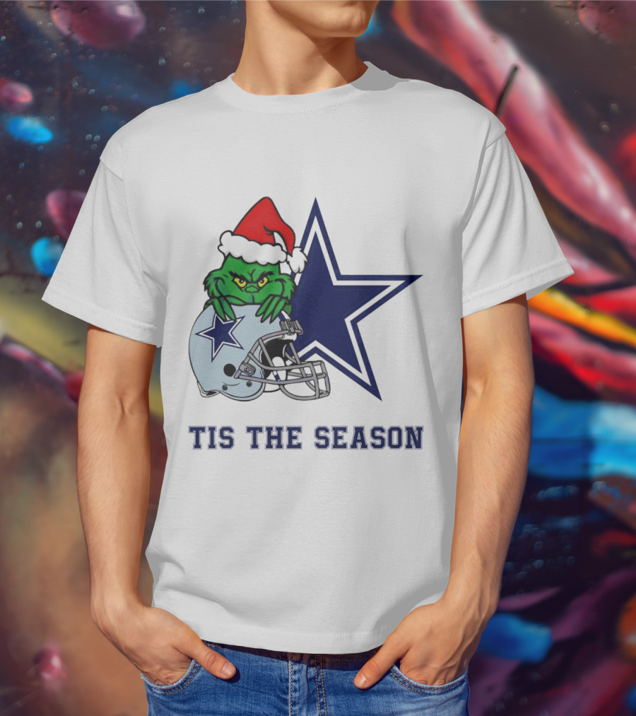 Santa Grinch Dallas Cowboys Tis The Season Christmas T-Shirt