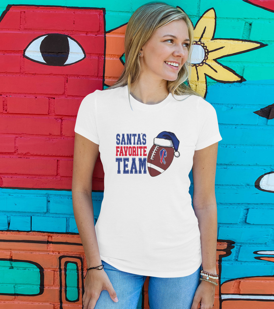 Santa's Favorite Team Buffalo Bills Christmas Football Holiday T-Shirt