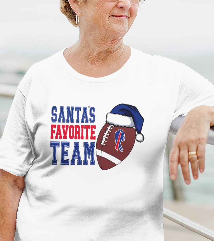 Santa's Favorite Team Buffalo Bills Christmas Football Holiday T-Shirt