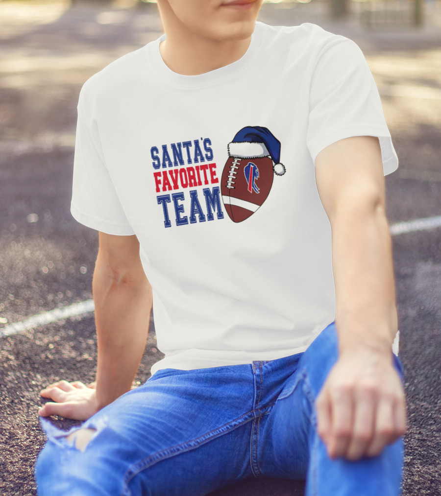Santa's Favorite Team Buffalo Bills Christmas Football Holiday T-Shirt