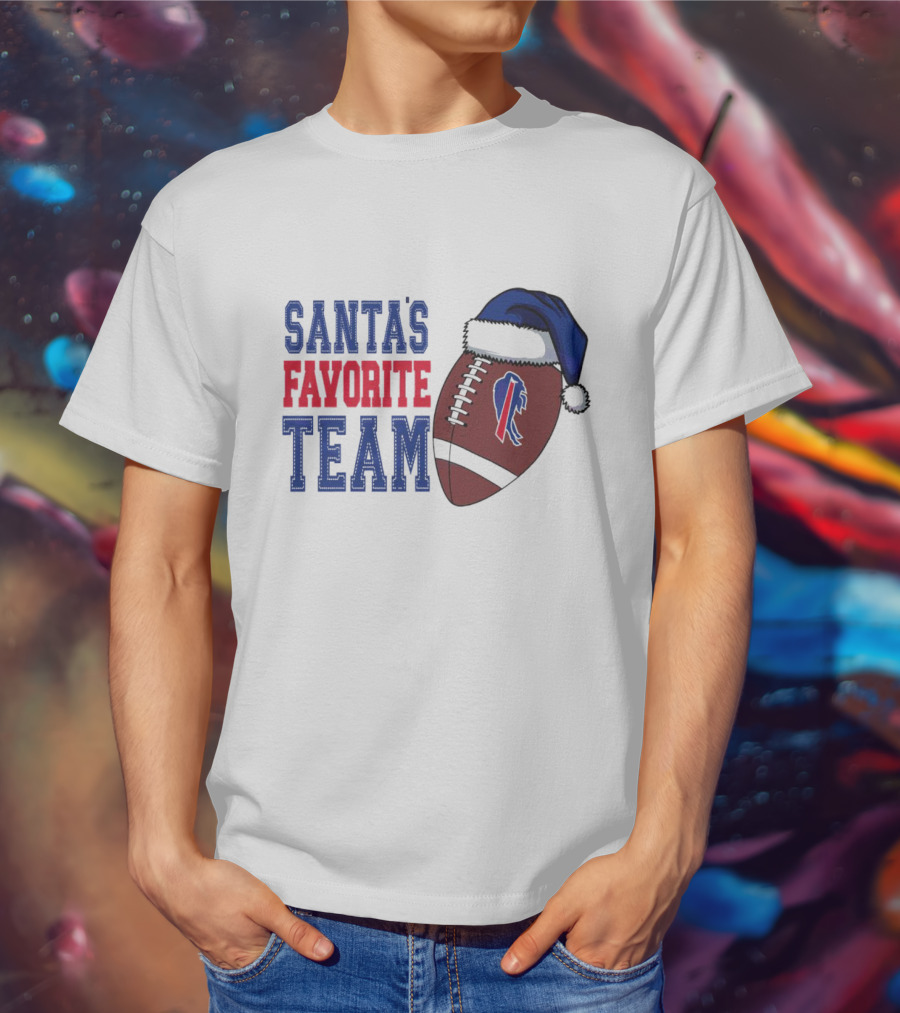 Santa's Favorite Team Buffalo Bills Christmas Football Holiday T-Shirt