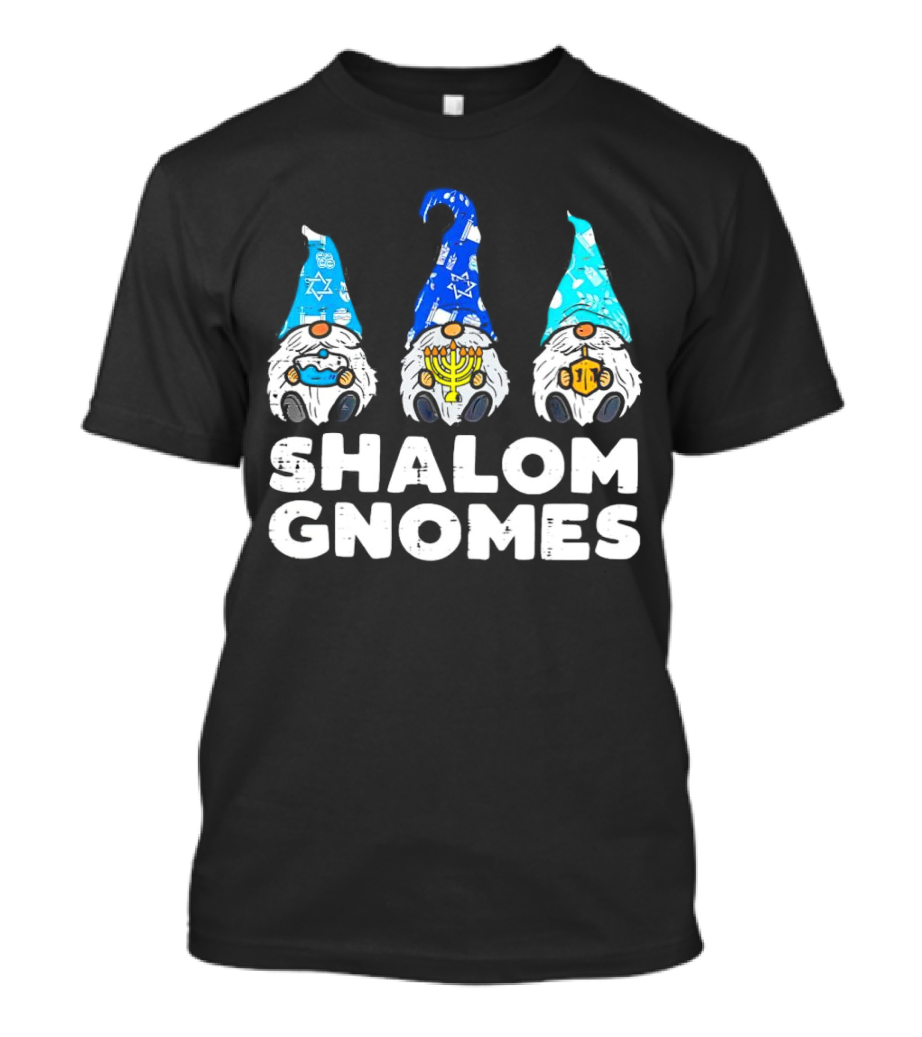 Shalom Gnomes Hanukkah Menorah Star Of David T-Shirt