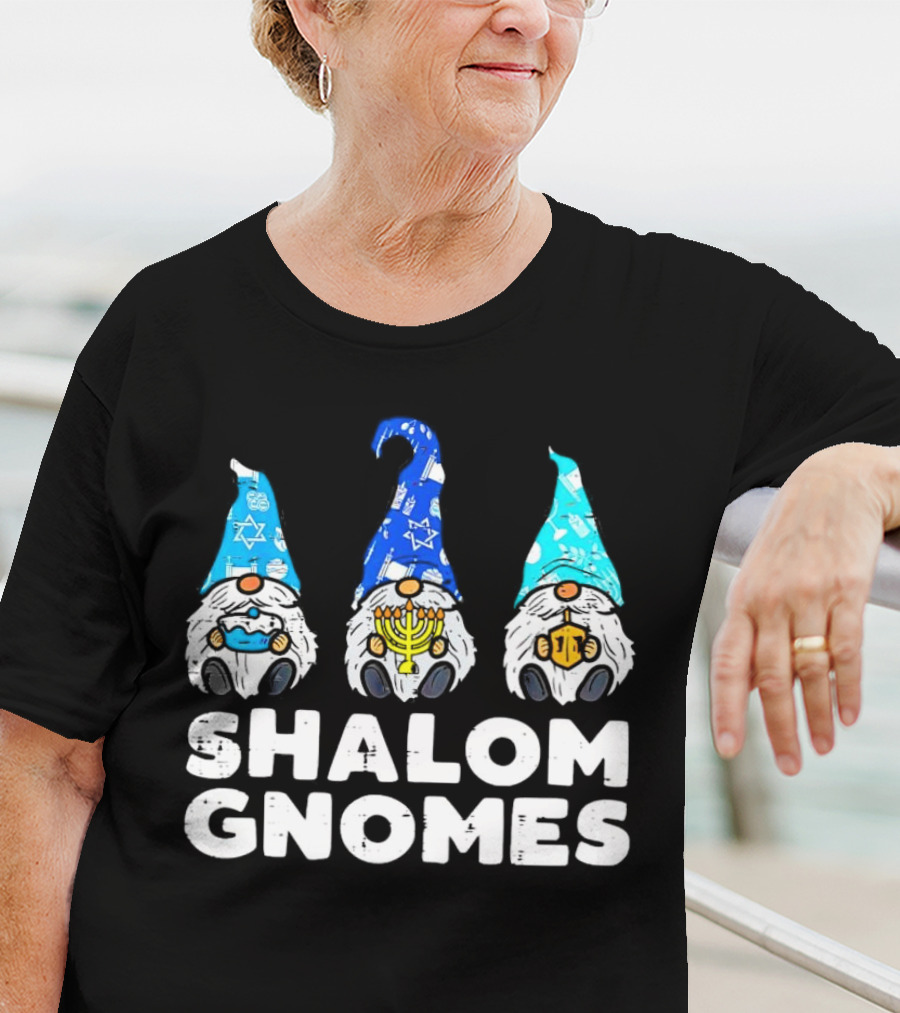 Shalom Gnomes Hanukkah Menorah Star Of David T-Shirt