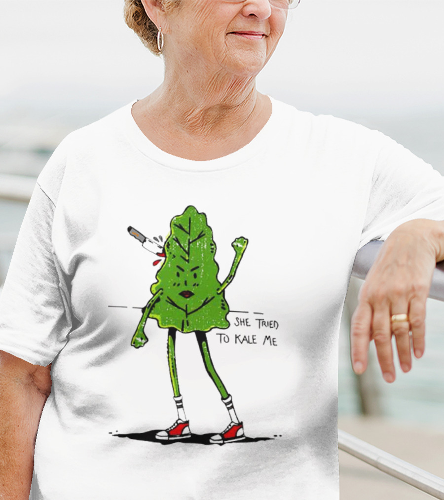 She Tried To Kale Me Smoking Kale Leaf Cartoon In Red Heels T-Shirt