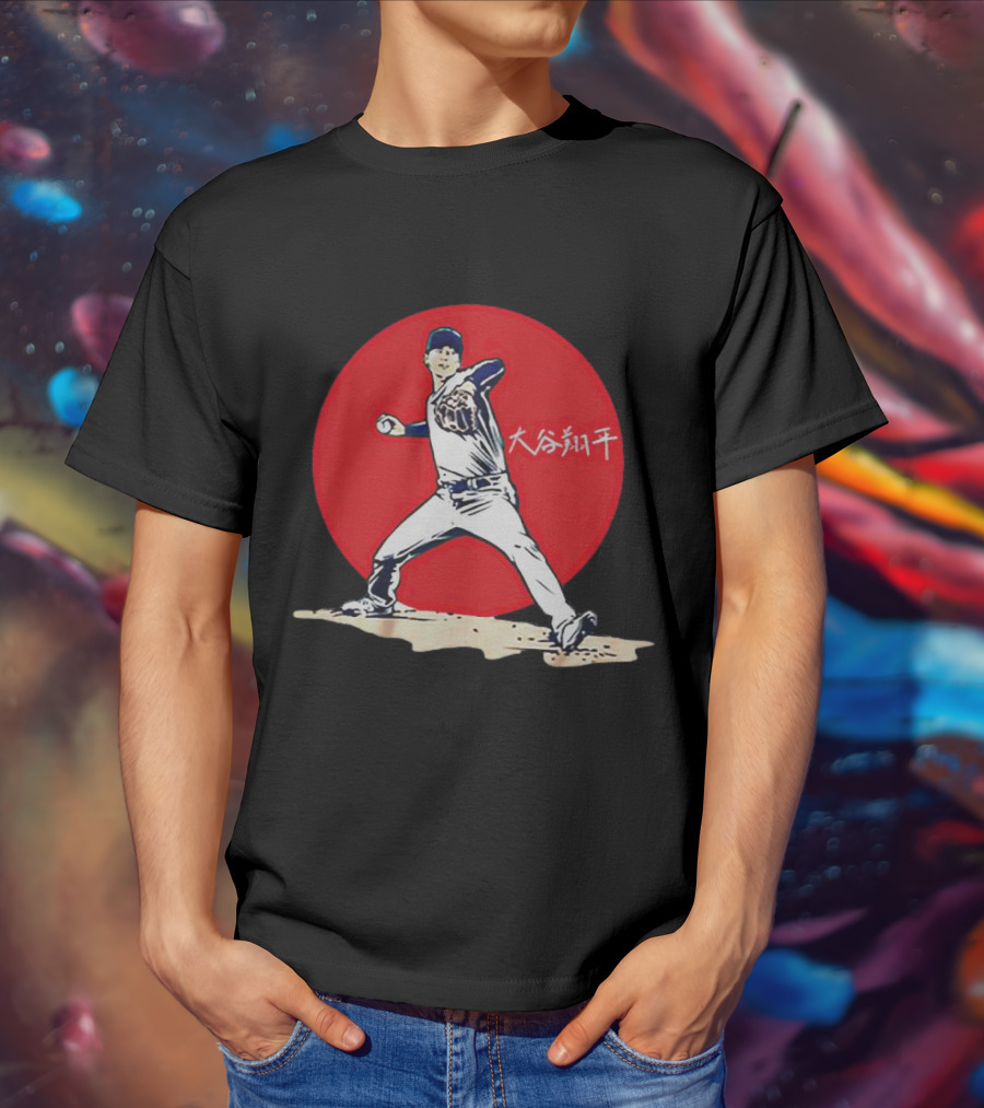 Shohei Ohtani Japanese Baseball Pitcher Icon Red Circle Kanji T-Shirt