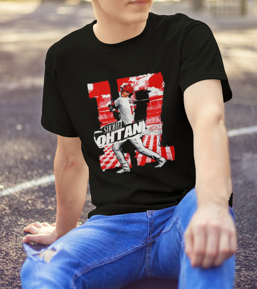Shohei Ohtani Los Angeles Baseball 17 Cartoon Signature T-Shirt