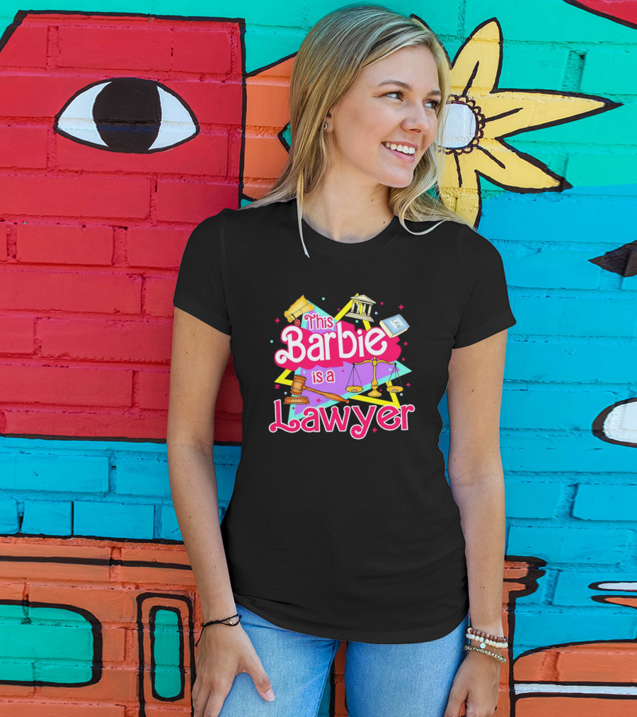 This Barbie Is A Lawyer With Scales Of Justice And Legal Icons T-Shirt