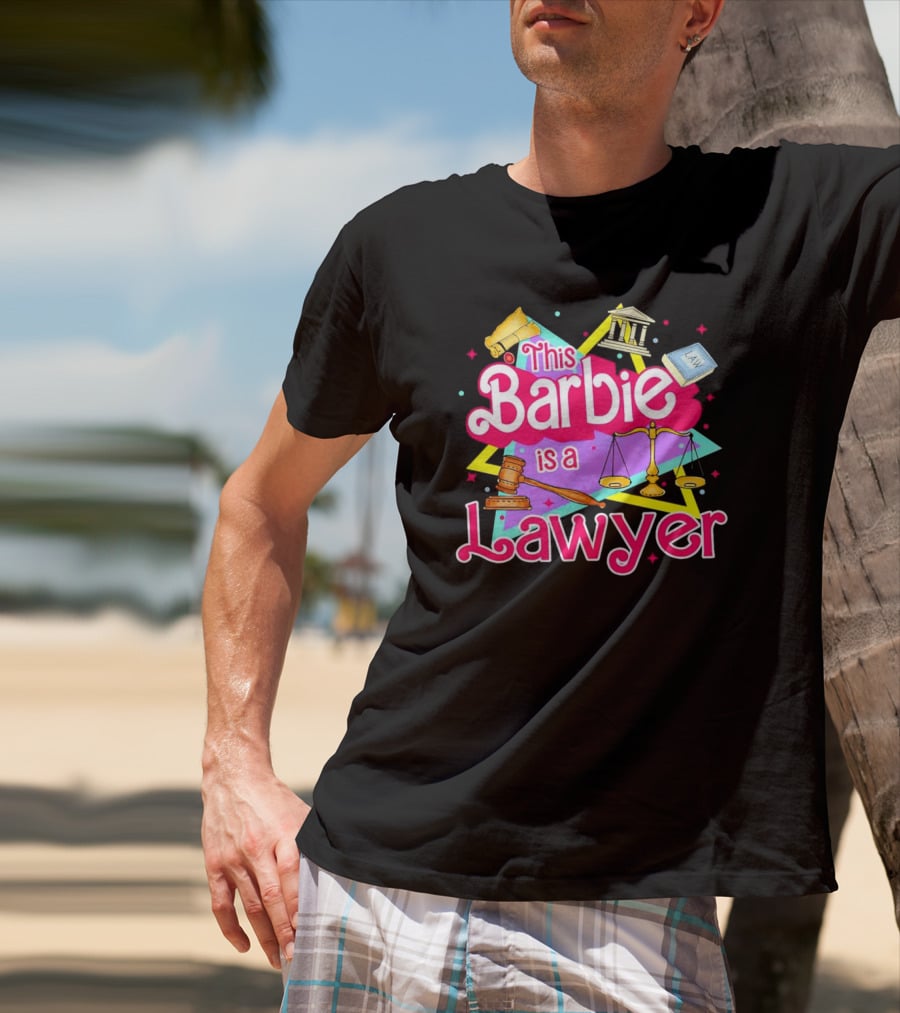This Barbie Is A Lawyer With Scales Of Justice And Legal Icons T-Shirt
