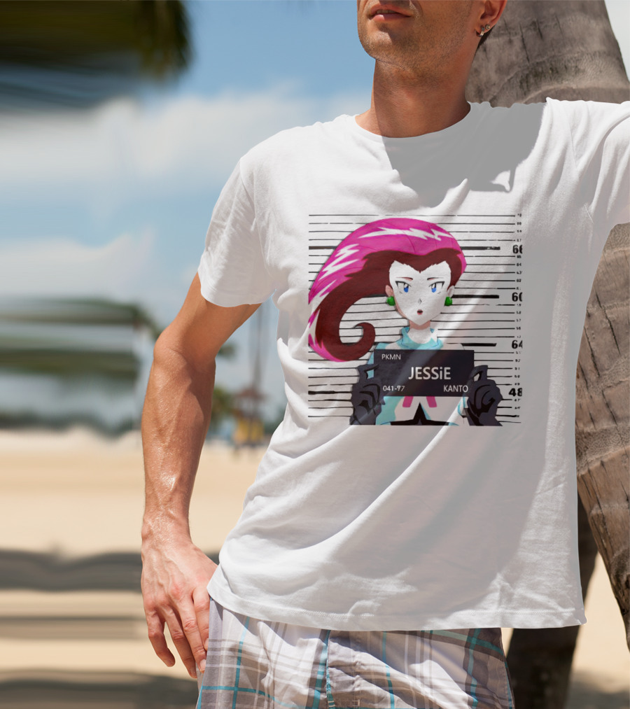Jessie Mugshot Team Rocket Pokemon Anime T-Shirt