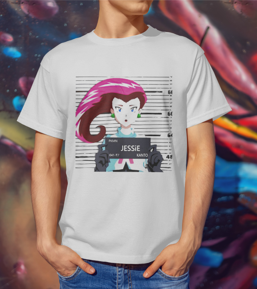 Jessie Mugshot Team Rocket Pokemon Anime T-Shirt