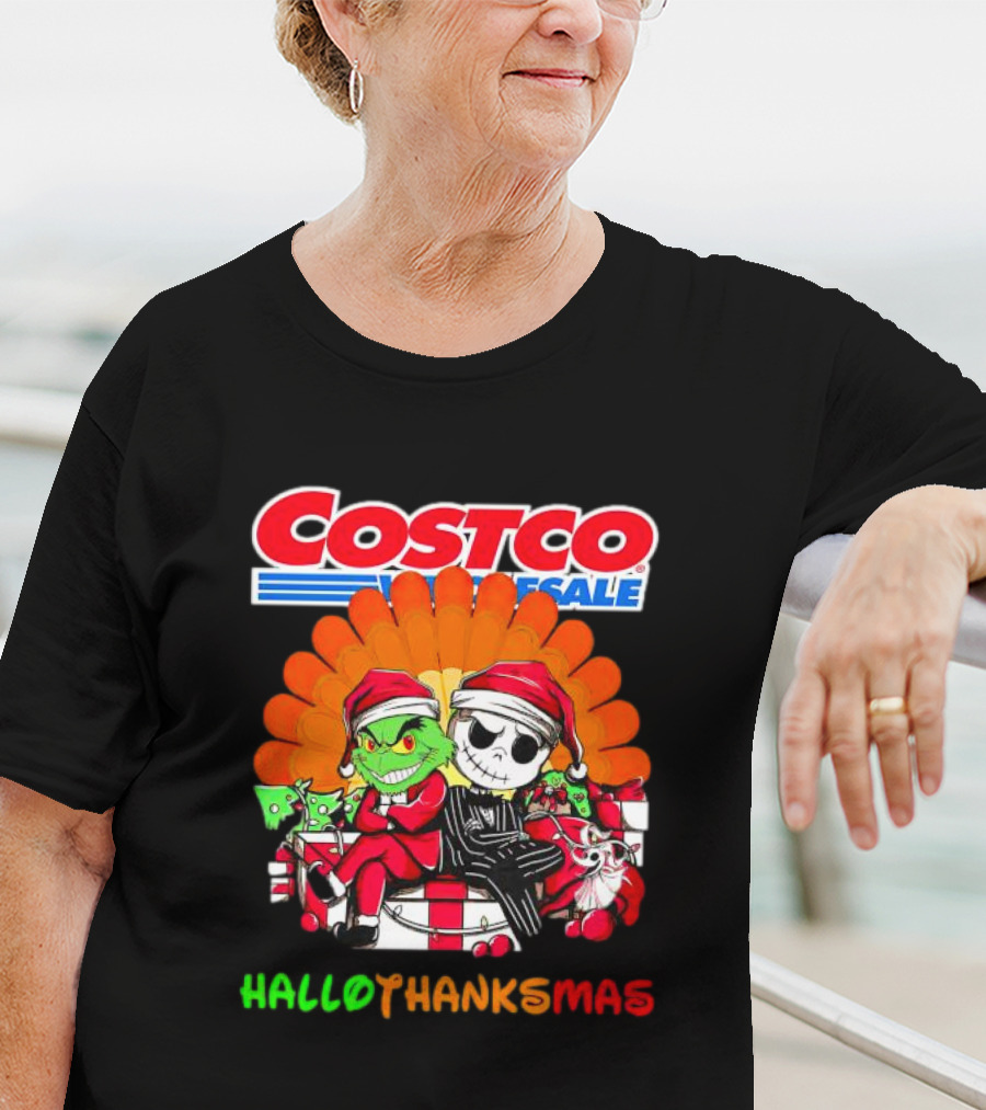 Costco Wholesale Grinch And Jack Skellington HalloThanksMas T-Shirt