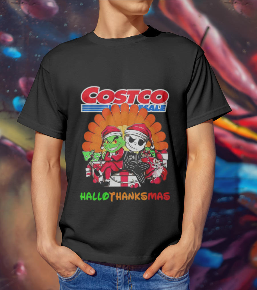 Costco Wholesale Grinch And Jack Skellington HalloThanksMas T-Shirt