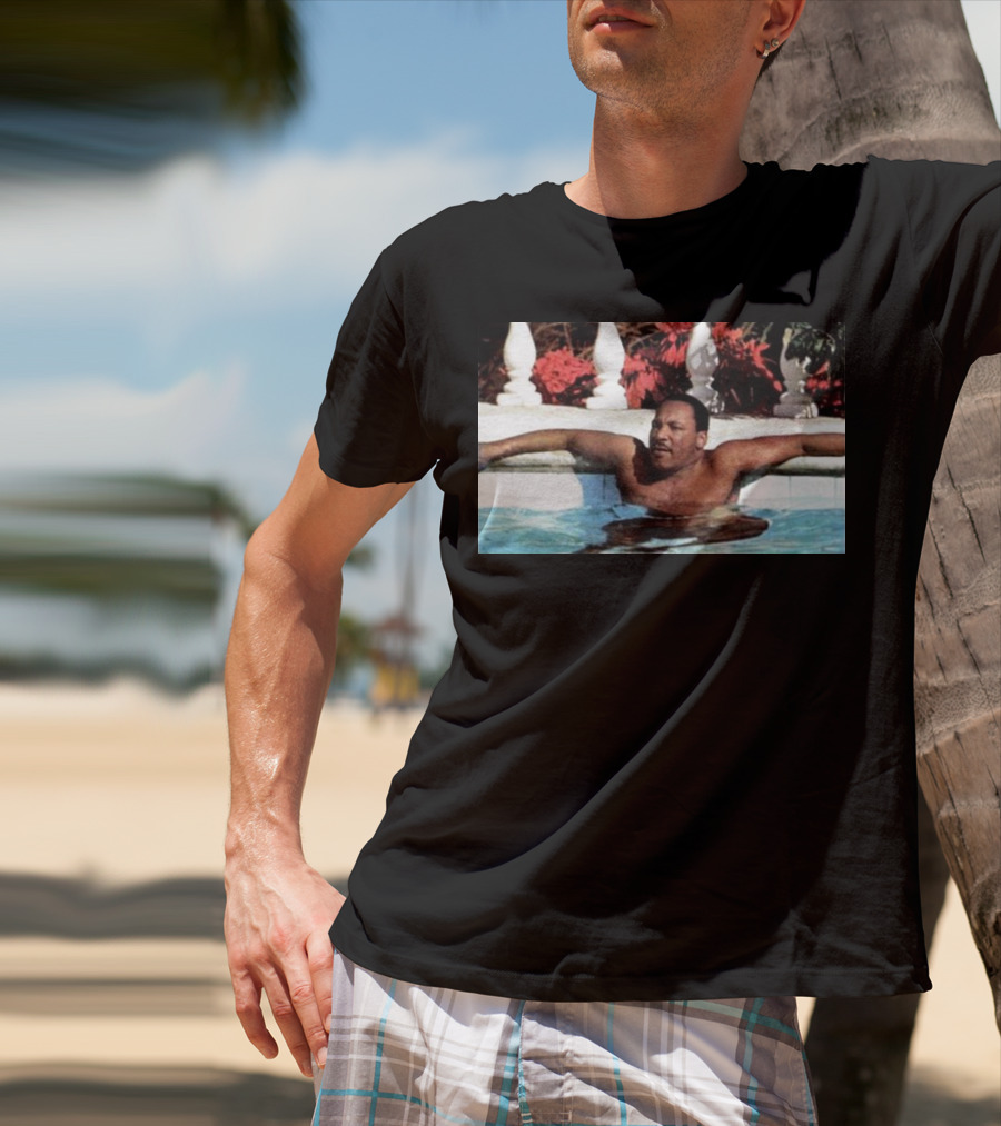 Martin Luther King Jr Relaxing In A Pool With Tropical Surroundings T-Shirt