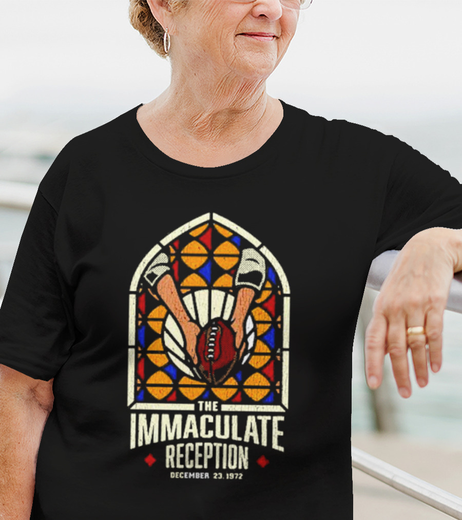 The Immaculate Reception December 23, 1972 Stained Glass Football Catch T-Shirt