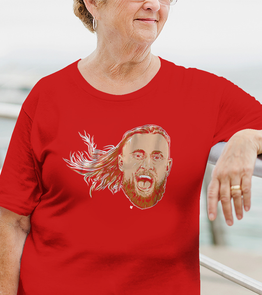 George Kittle Swag Head 49ers Red Beard Roaring Face T-Shirt