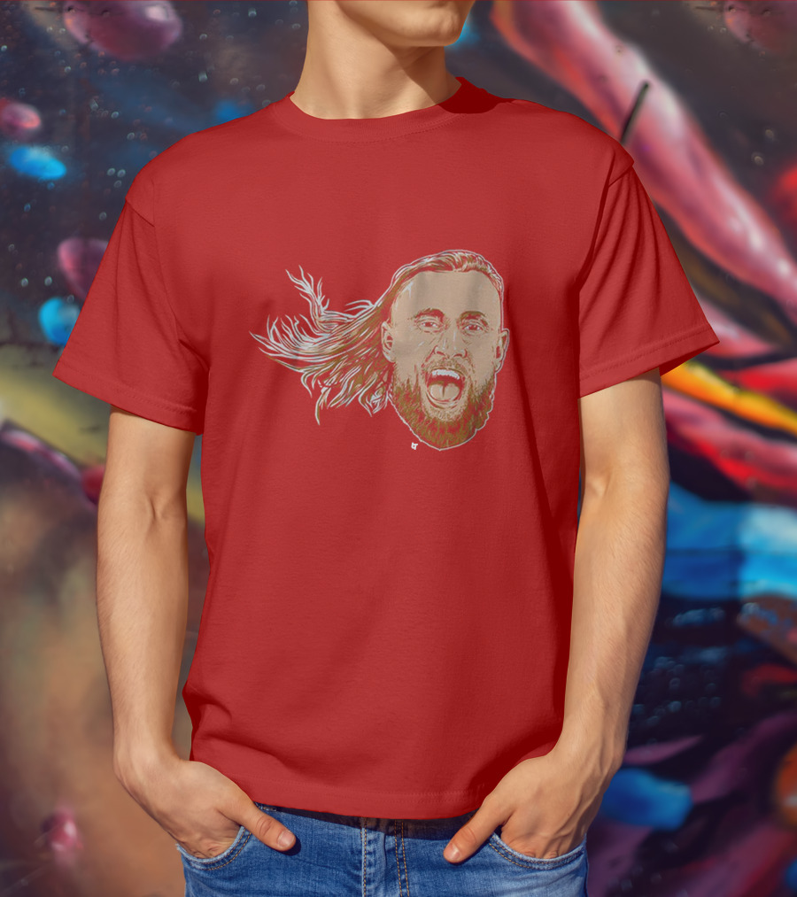 George Kittle Swag Head 49ers Red Beard Roaring Face T-Shirt