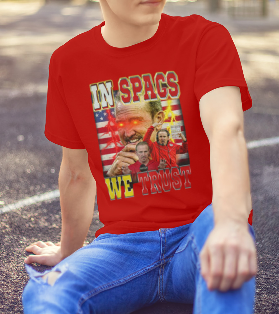 In Spags We Trust Chiefs USA Flag Football Coach Red Eyed T-Shirt