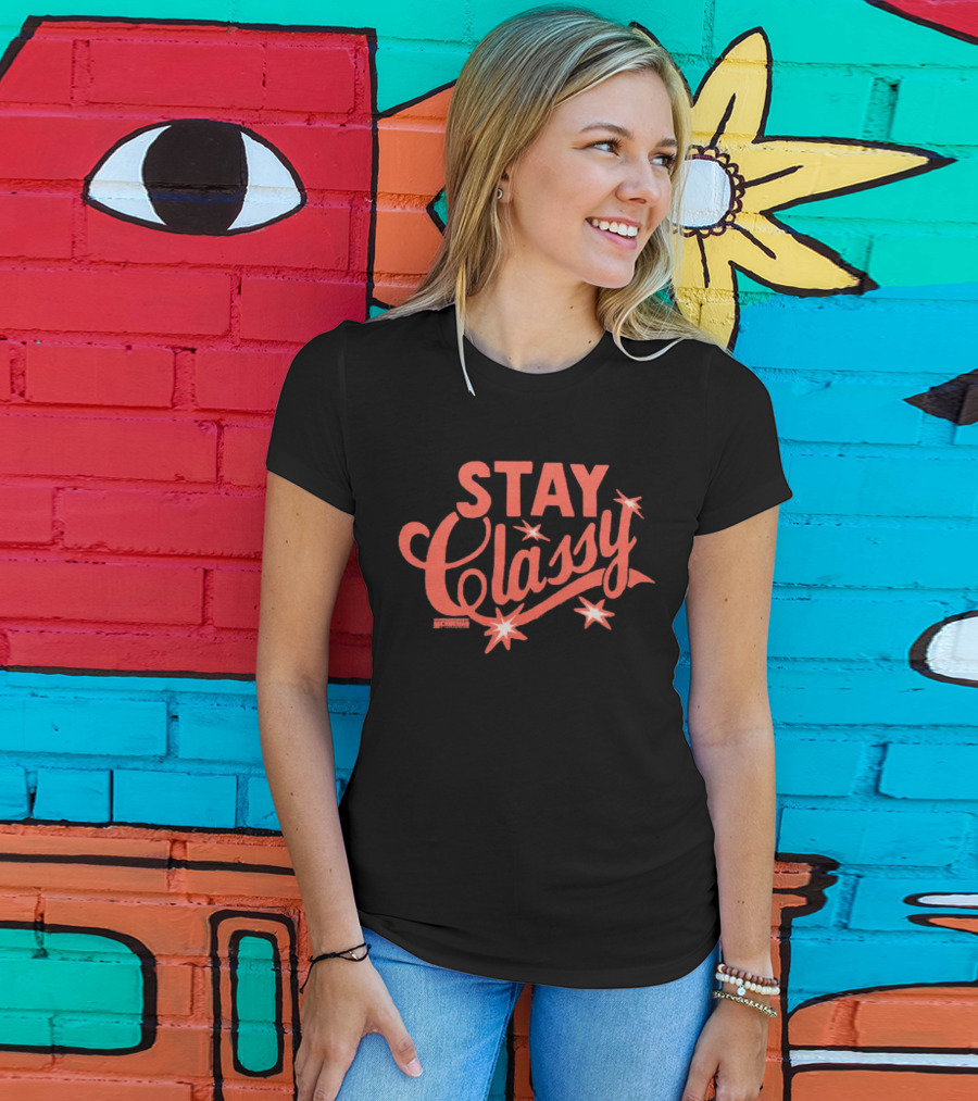 Anchorman Stay Classy Red Text With Stars T-Shirt