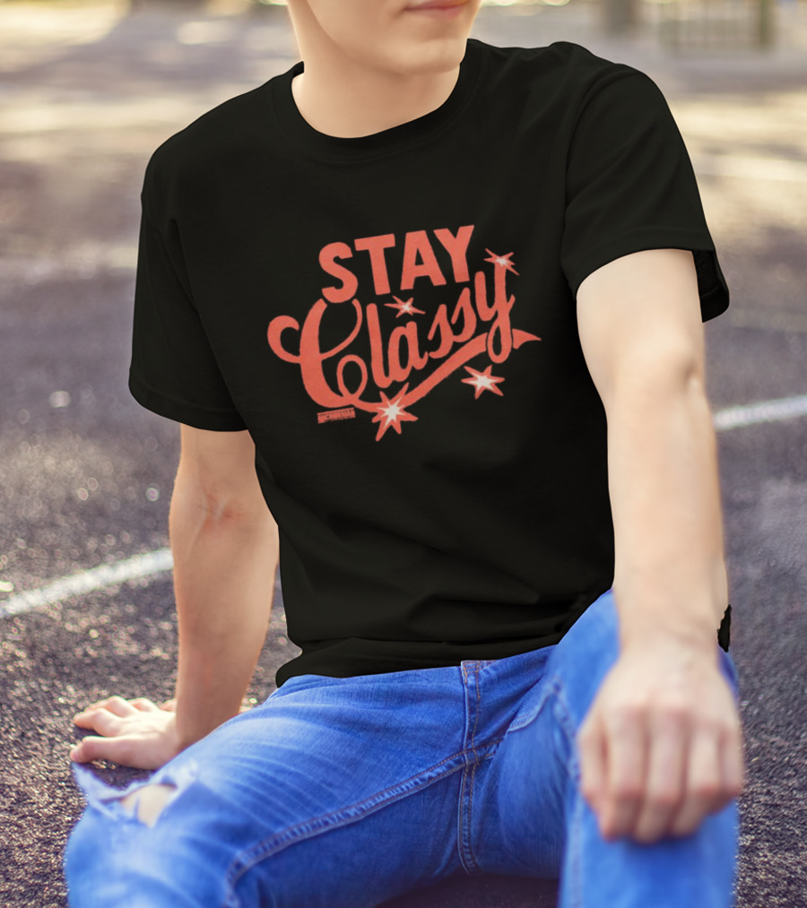 Anchorman Stay Classy Red Text With Stars T-Shirt