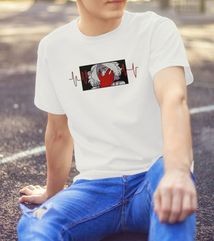 Area Unknown Guqqie New Anime Character With Red Hand And Heartbeat Line T-Shirt