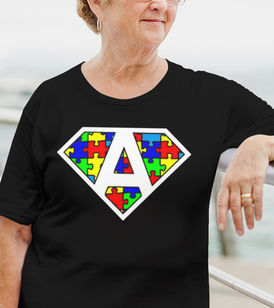 Autism Awareness Superhero Puzzle Emblem T-Shirt