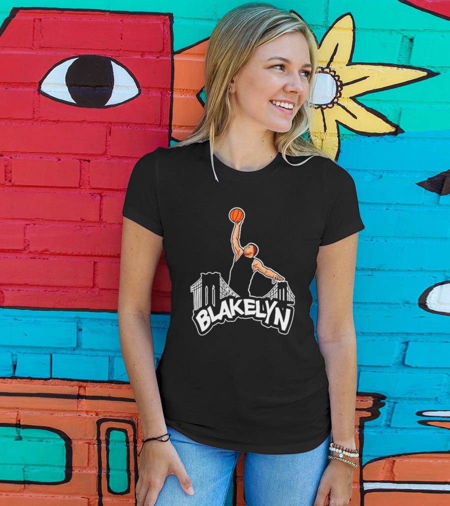 Blakelyn Basketball Dunk Over Bridge Skyline T-Shirt