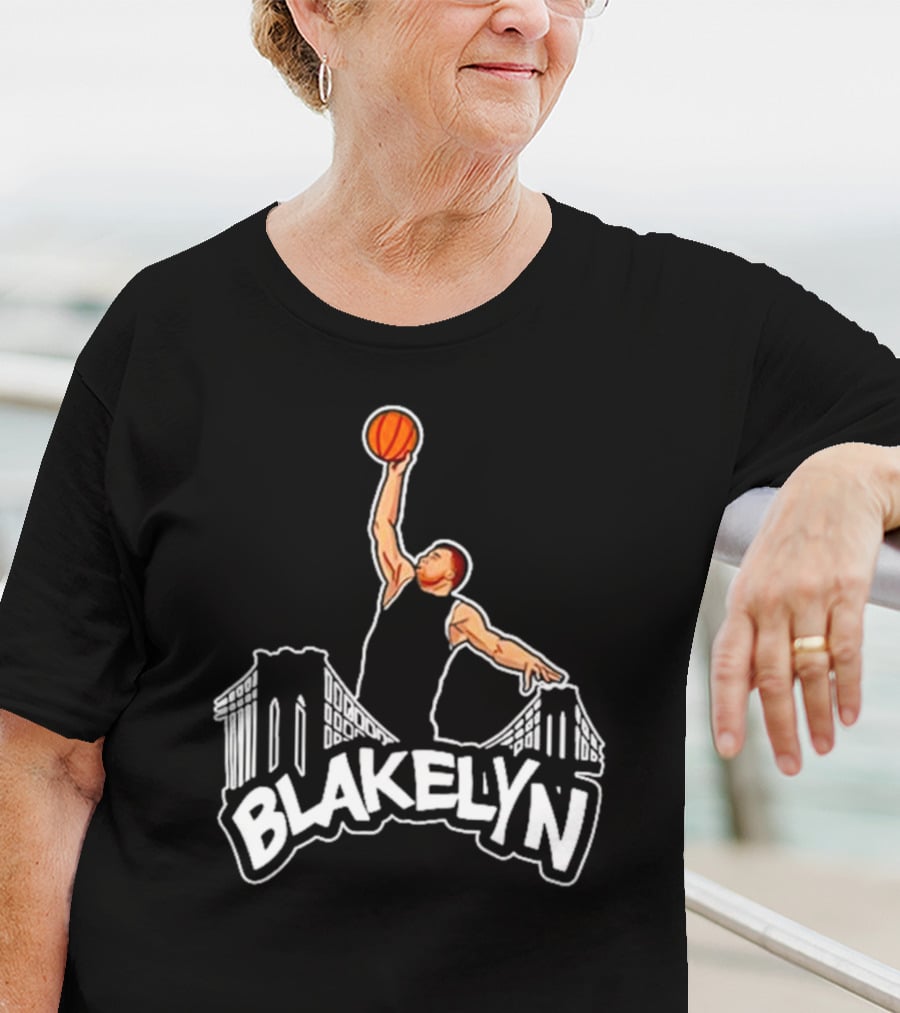 Blakelyn Basketball Dunk Over Bridge Skyline T-Shirt