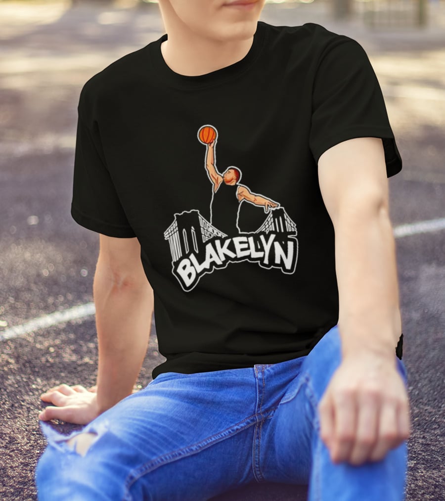 Blakelyn Basketball Dunk Over Bridge Skyline T-Shirt
