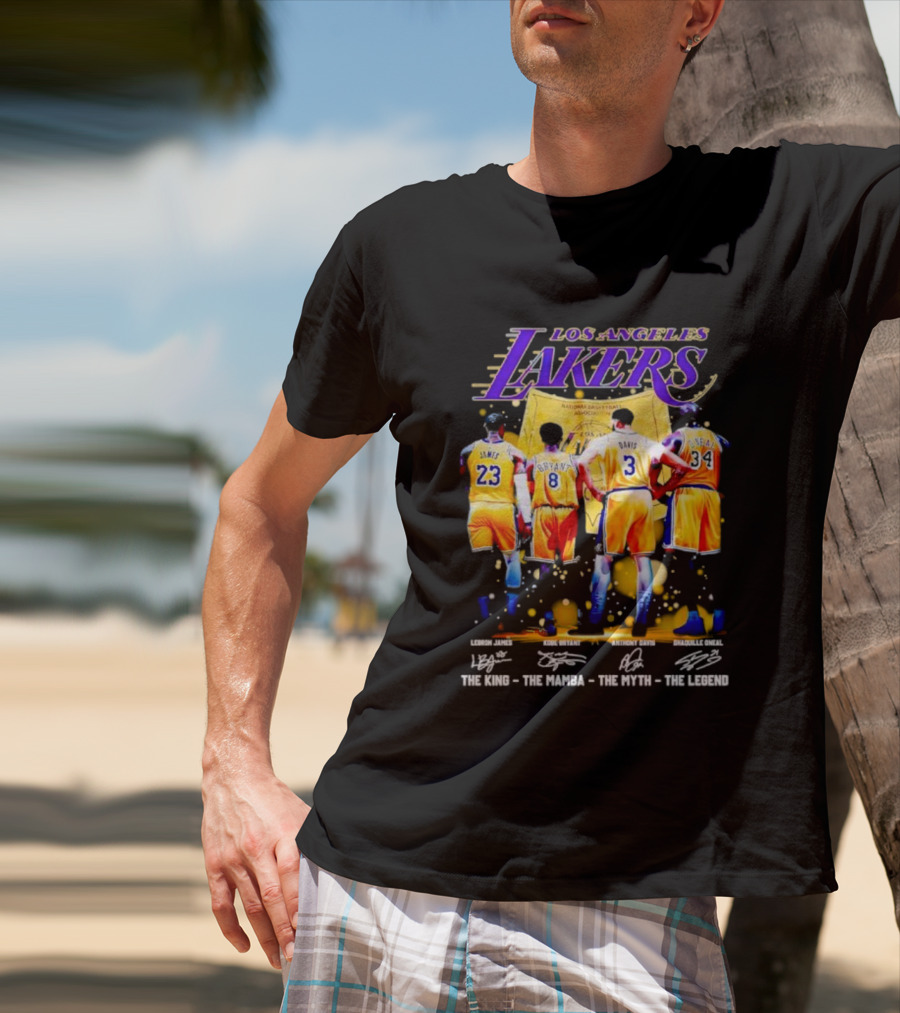 Los Angeles Lakers LeBron James Kobe Bryant Anthony Davis Shaquille O'Neal The King The Mamba The Myth The Legend T-Shirt