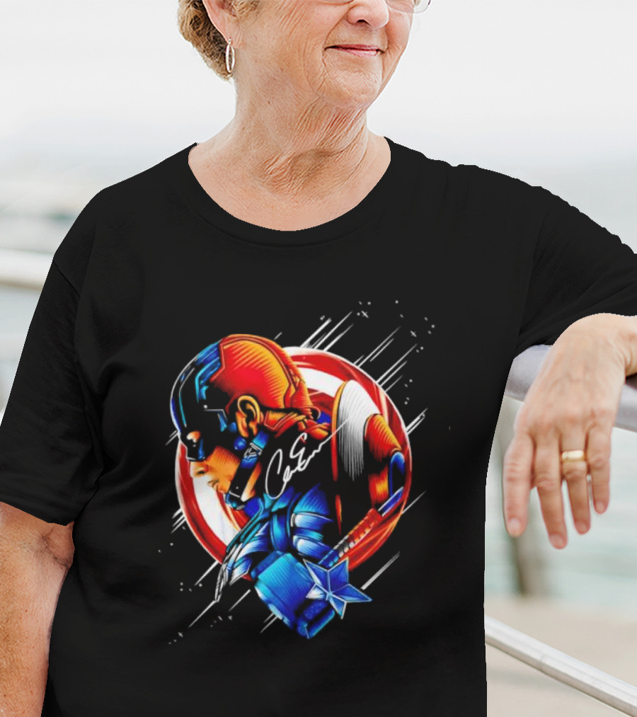 Captain America Profile With Shield Signature T-Shirt