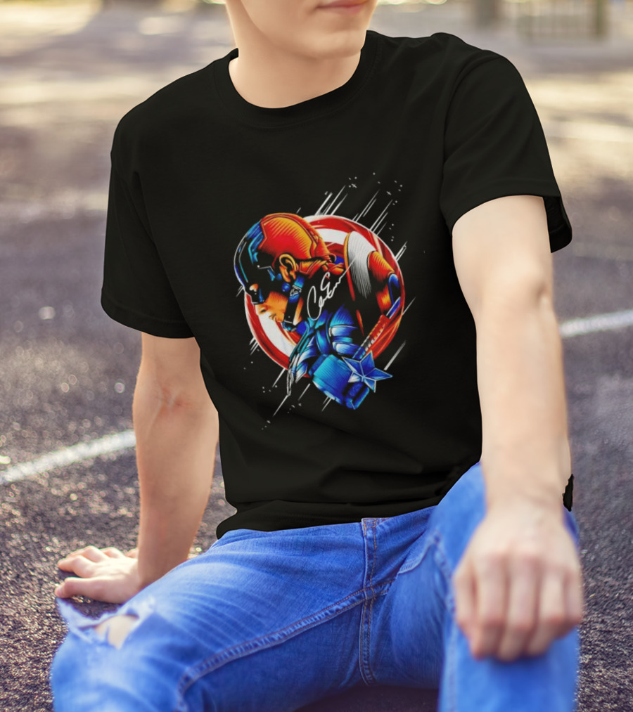 Captain America Profile With Shield Signature T-Shirt