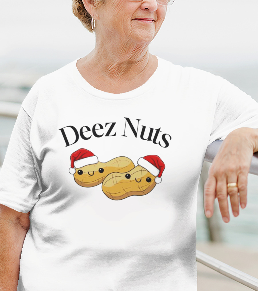 Santa Deez Nuts Merry Christmas Peanuts With Hats T-Shirt