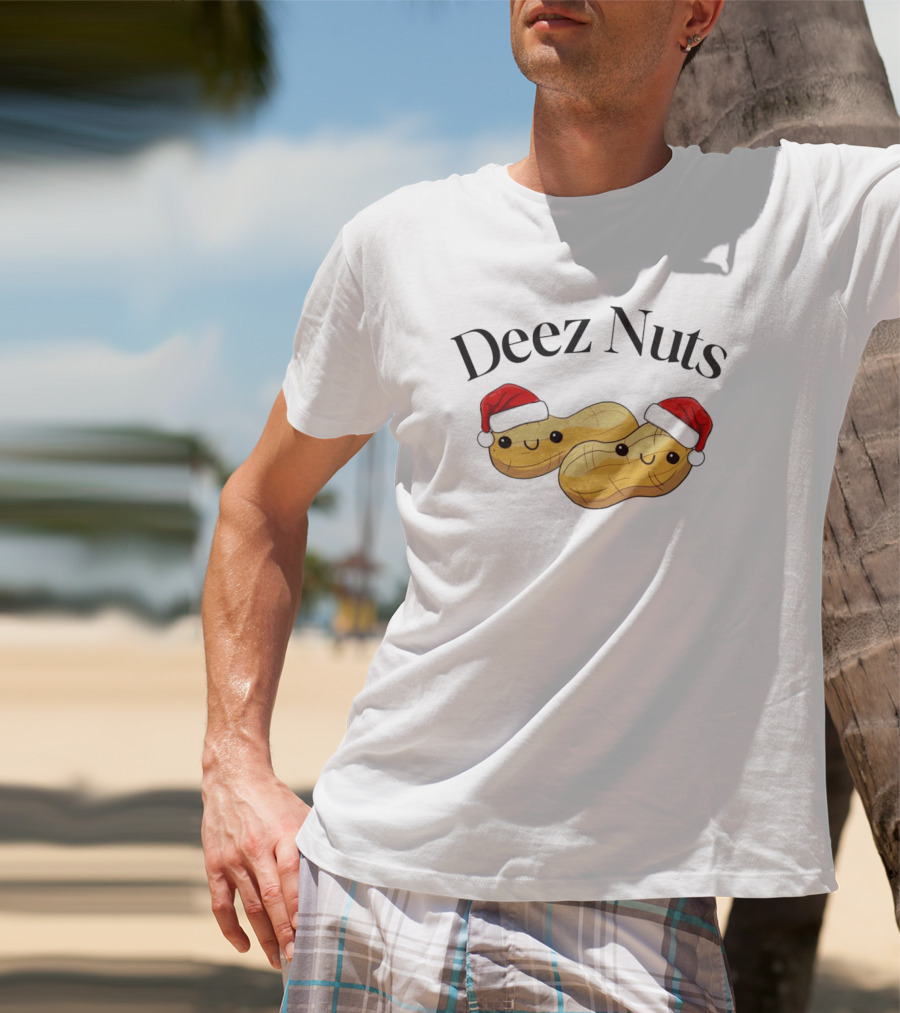 Santa Deez Nuts Merry Christmas Peanuts With Hats T-Shirt