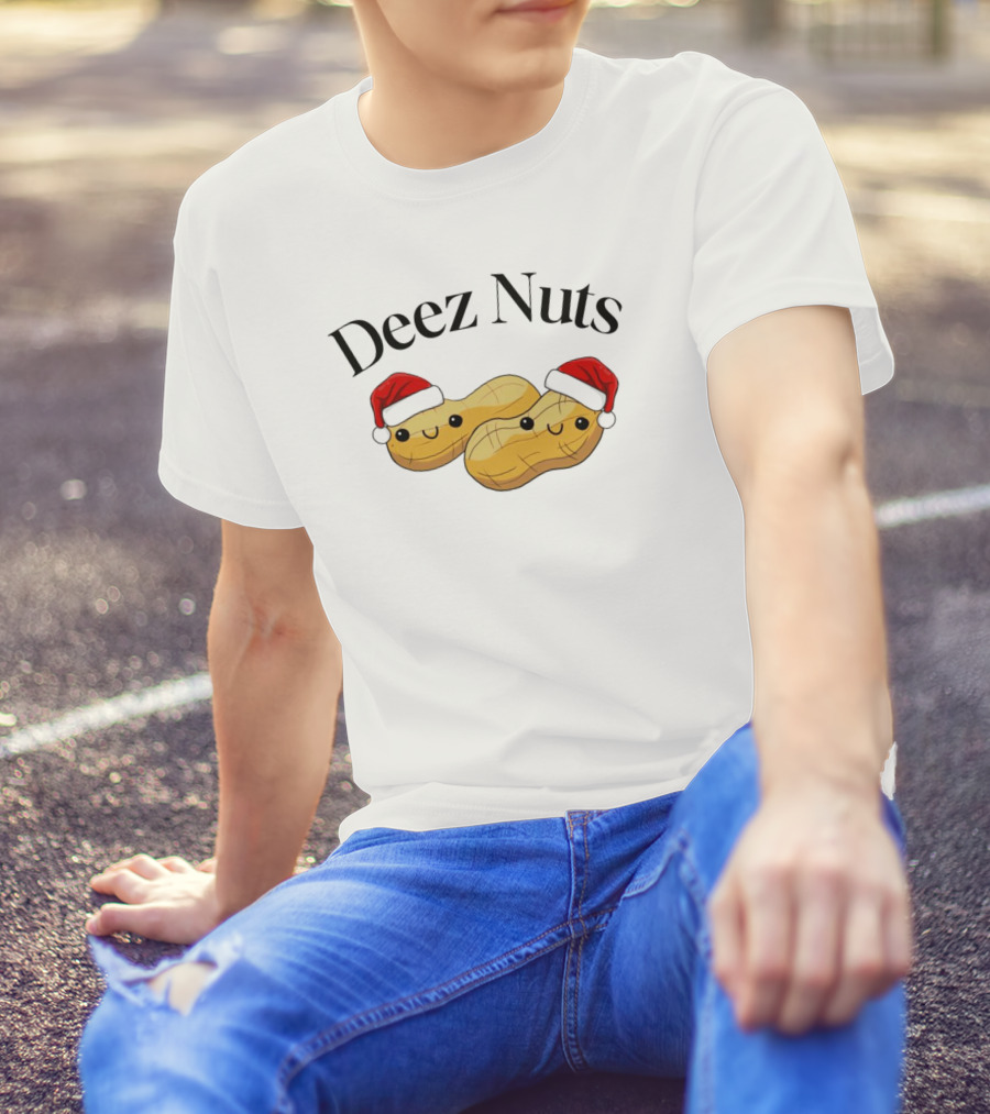 Santa Deez Nuts Merry Christmas Peanuts With Hats T-Shirt