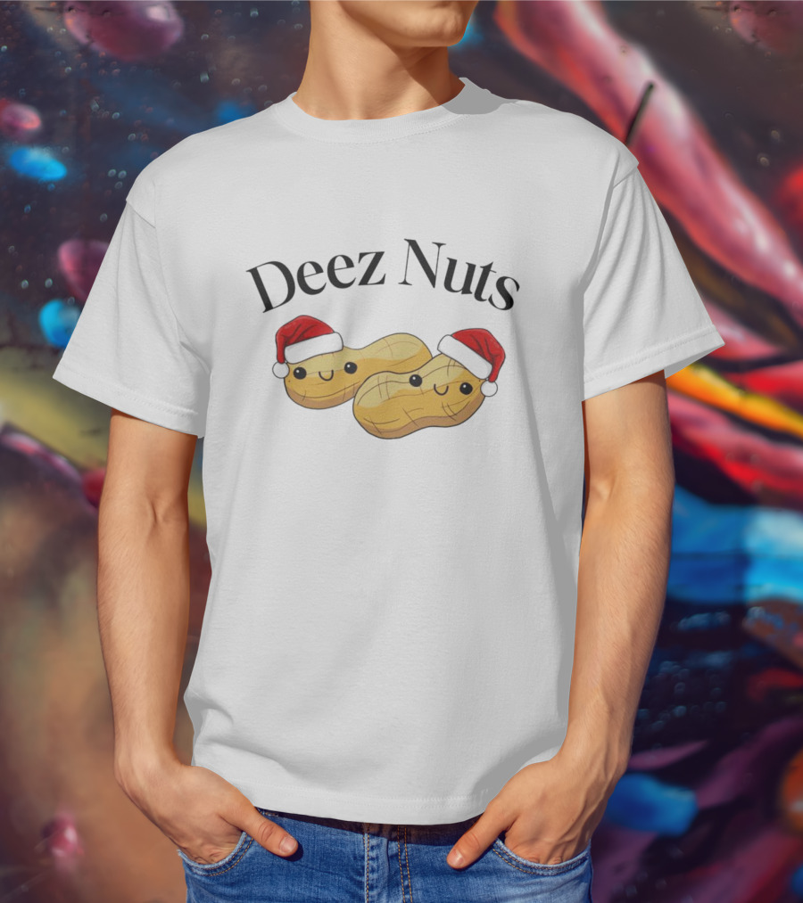 Santa Deez Nuts Merry Christmas Peanuts With Hats T-Shirt